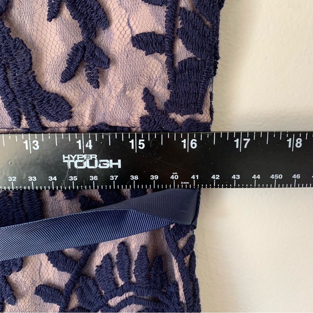 Adrianna Papell Long Lace Gown Navy Mother of bride Dress With sash Belt 12 - Picture 13 of 16